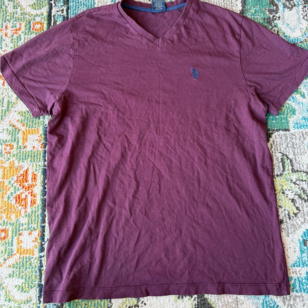 Men's Maroon Polo V-Neck Shirt